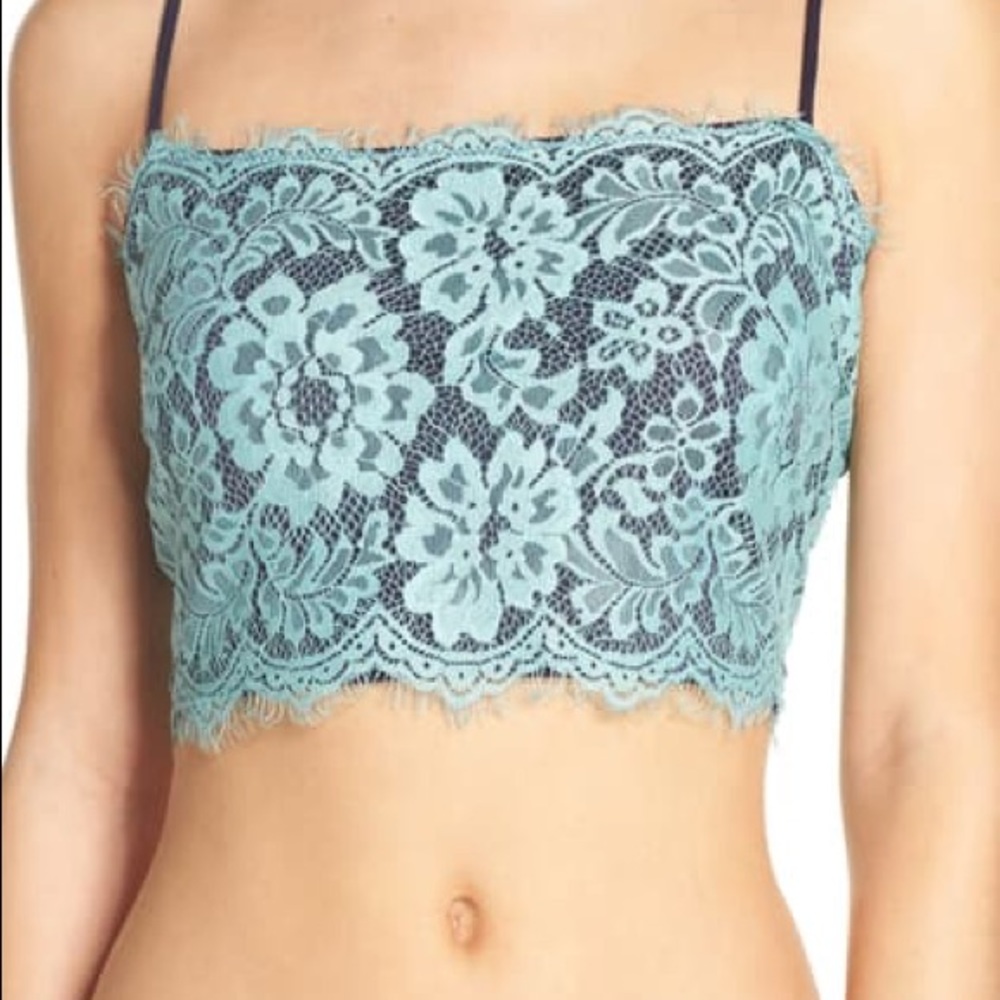 Free People Lacy Bralette in Navy and Aqua